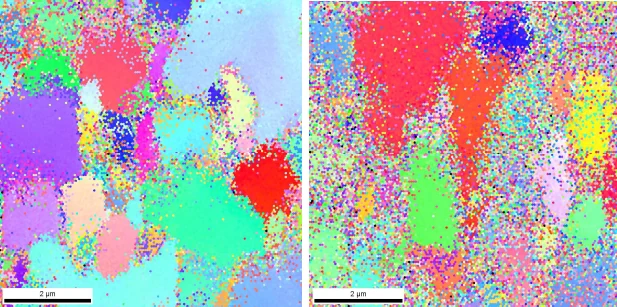 Measured EBSD orientation maps of ringwoodite