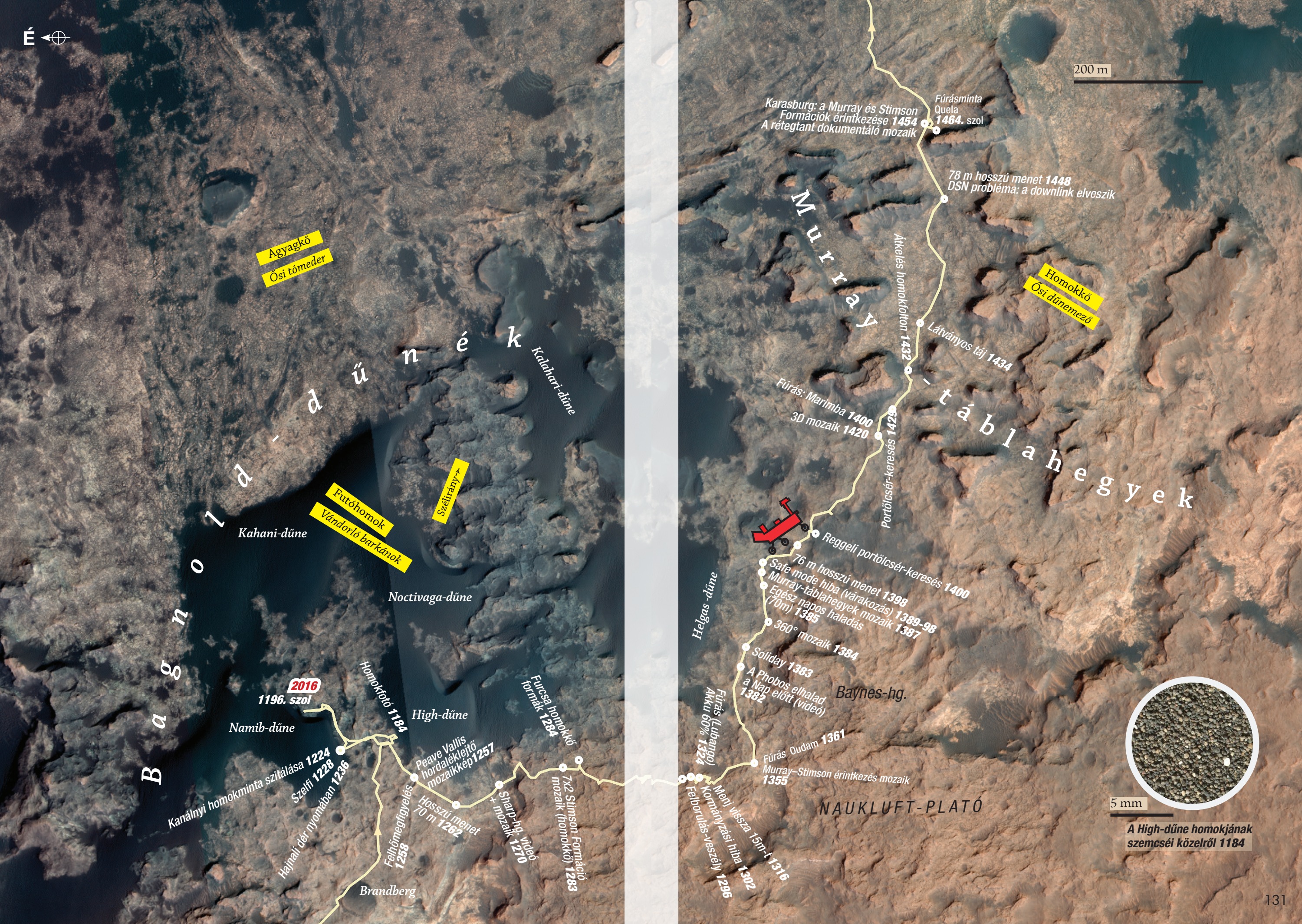 A Curiosity annotált térképe