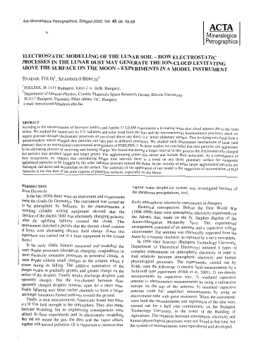 Electrostatic Modelling of the Lunar Soil első oldala